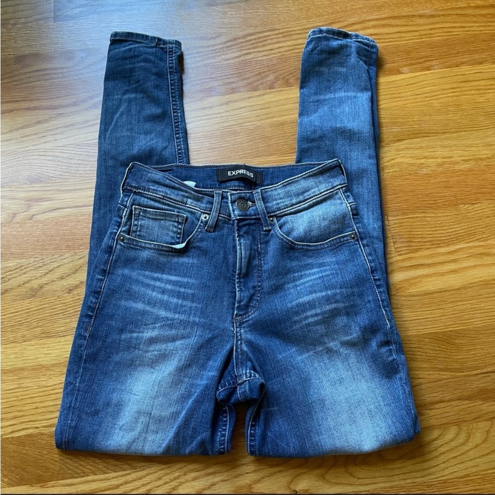 Express Medium Wash High Waist Jeggings